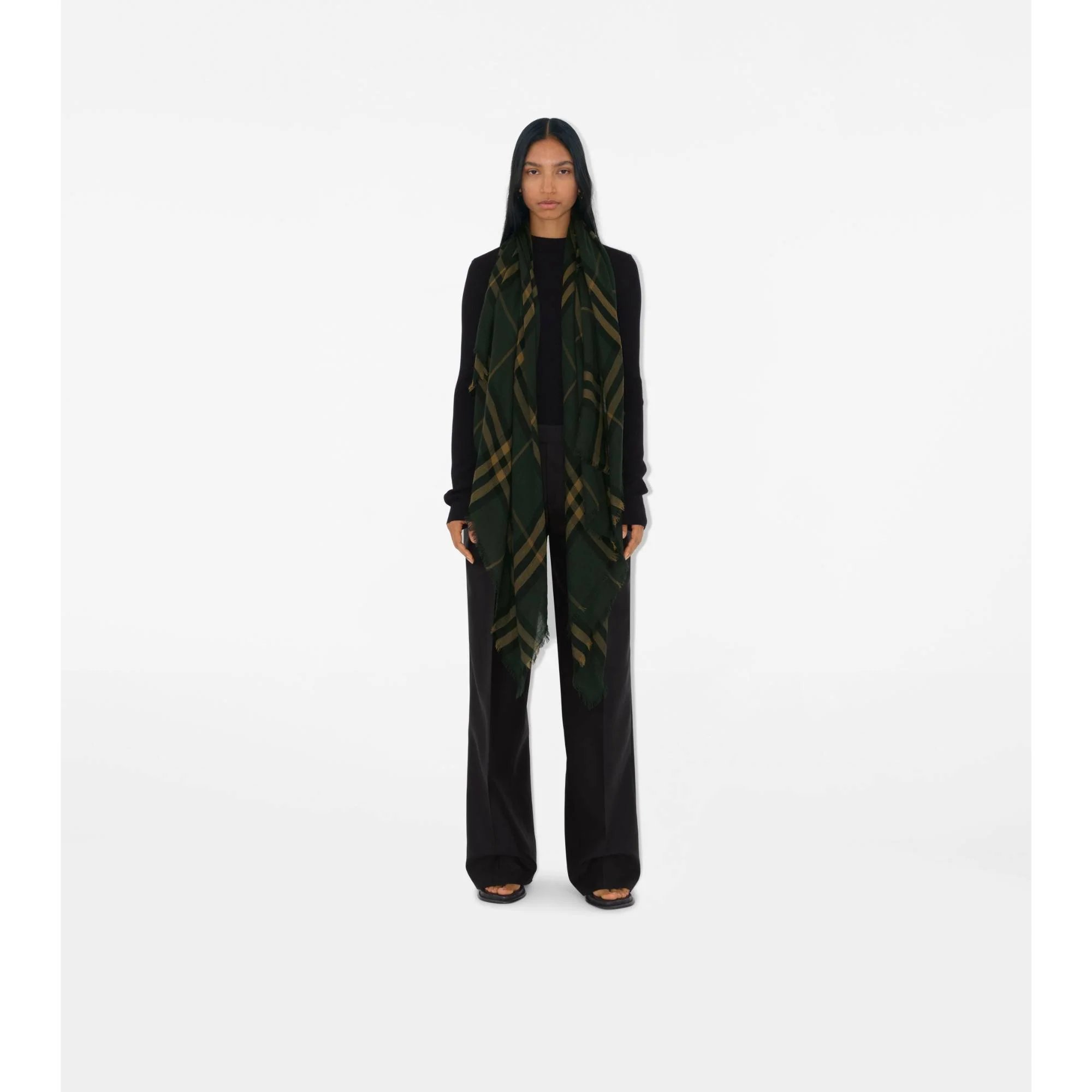 Check Wool Scarf - Shadow - Image 2