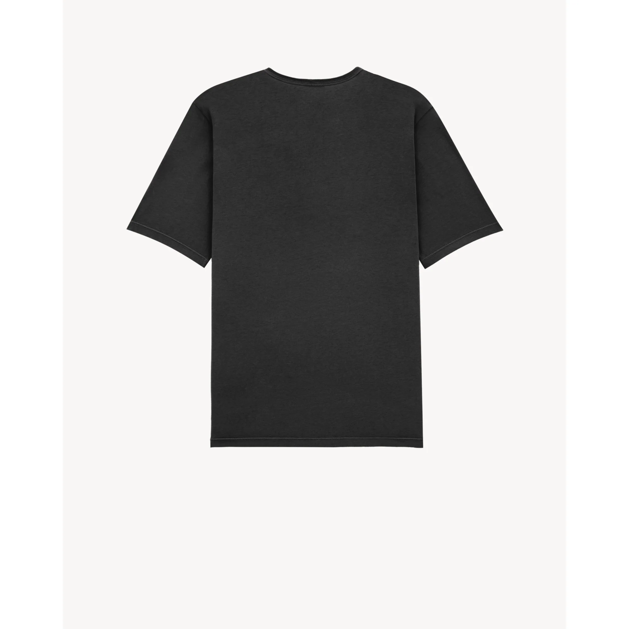 T Shirt Round Collar Manches Court - Noir Blanchi - Image 2