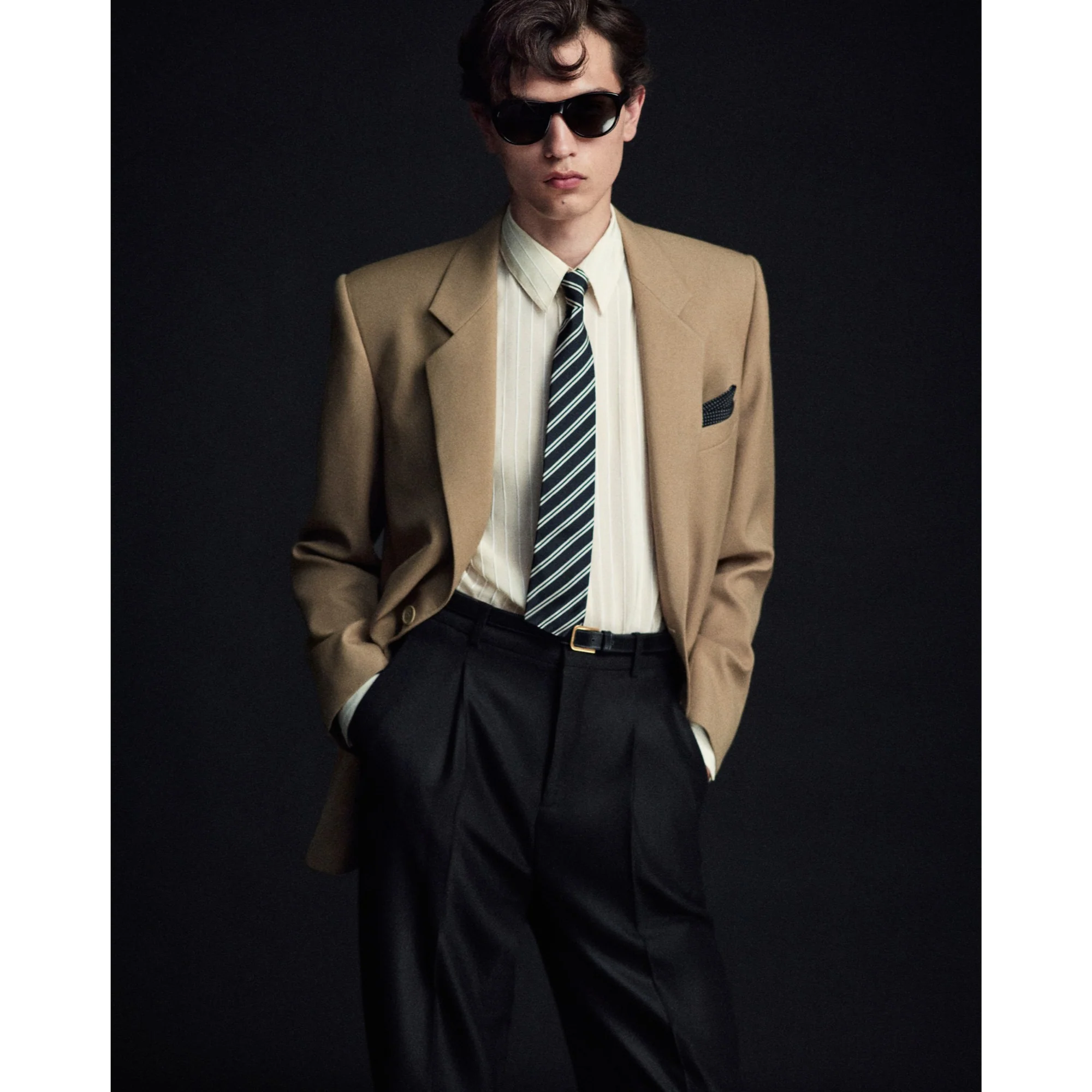 Double Stripe Tie - Black/Ivory - Image 2