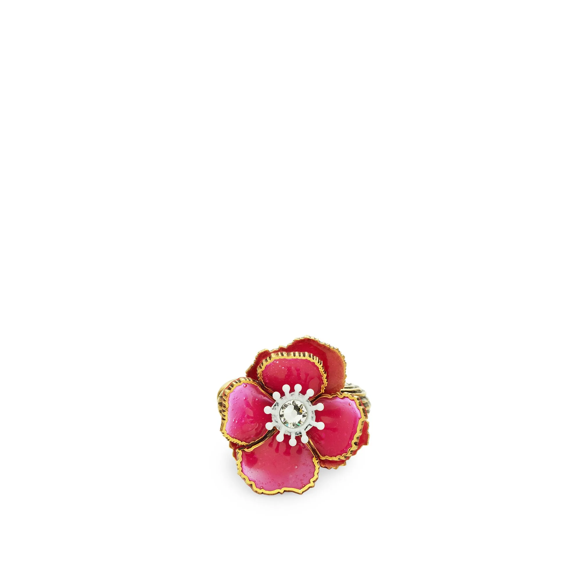 Women's Flowers Mono Earring Large - Burattato Dark Gold + Fuchsia - Image 2
