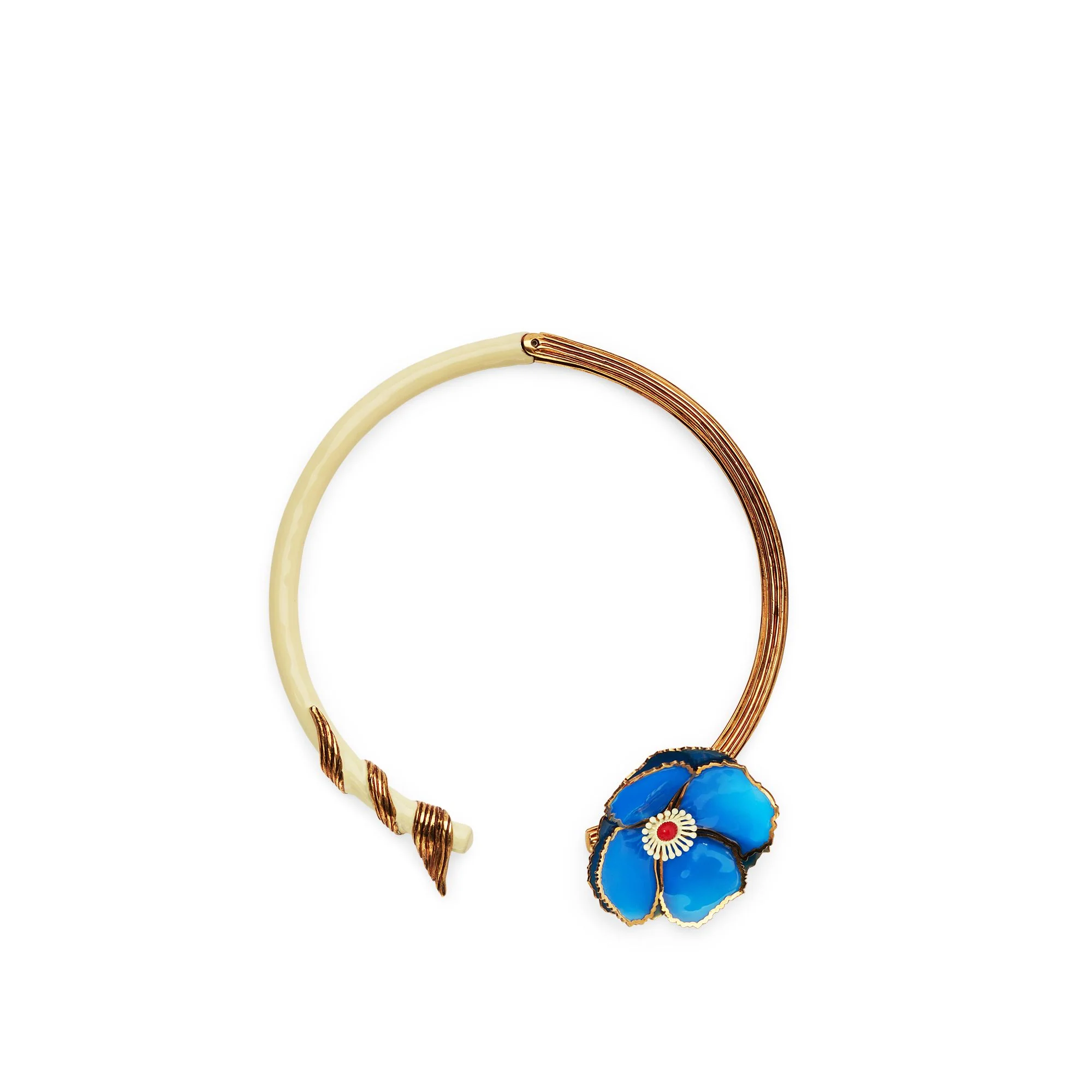 Women's Flowers Necklace - Butattato Dark Gold + Banana + Royal Blue