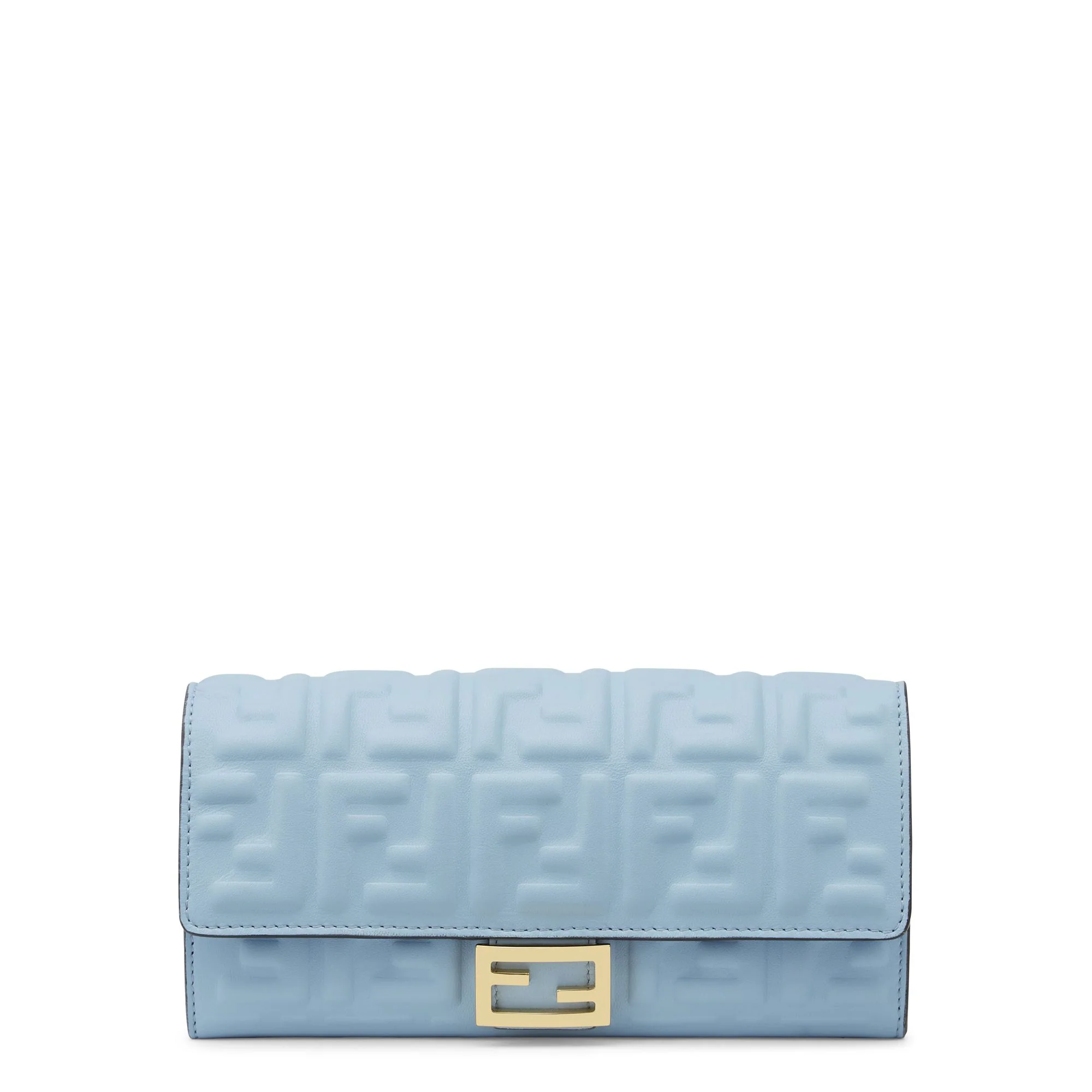 Women's Baguette Continental Wallet - Baby Light Blue + Soft Gold