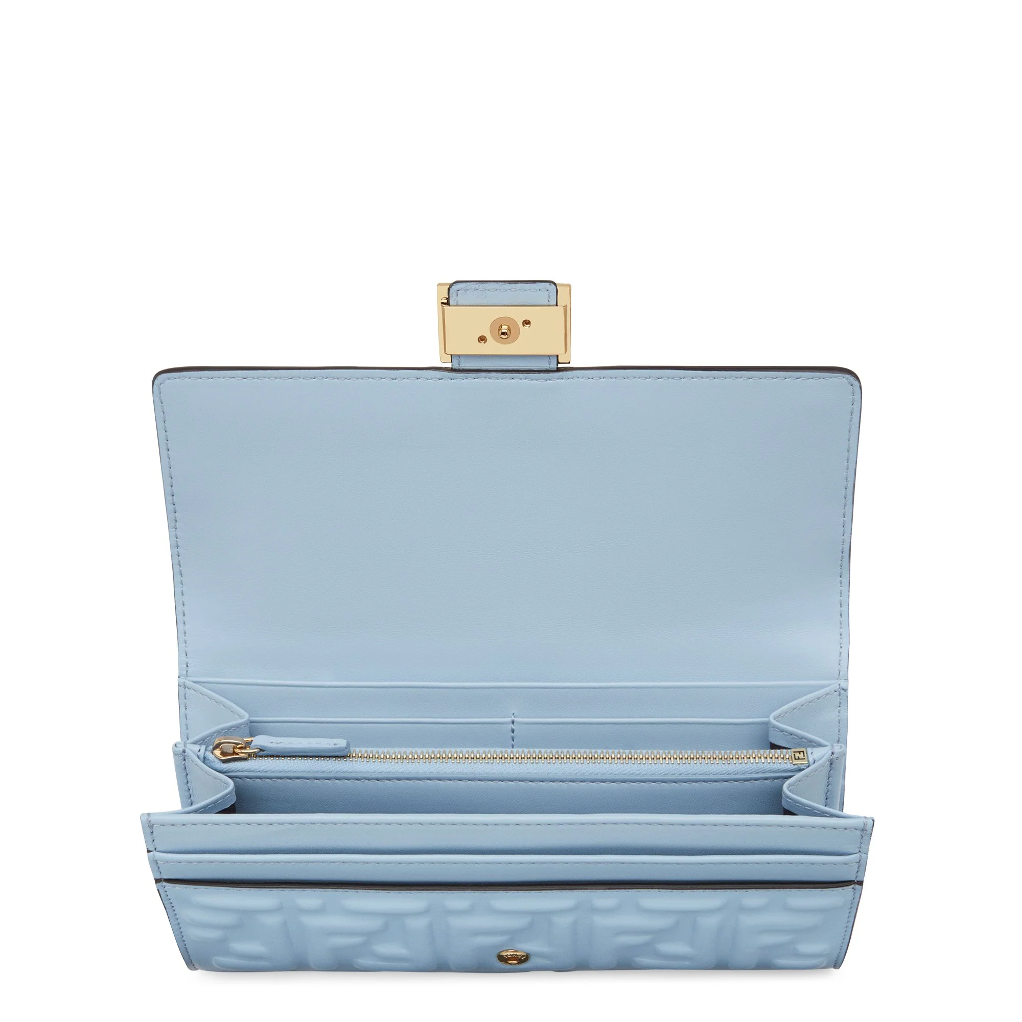 Women's Baguette Continental Wallet - Baby Light Blue + Soft Gold - Image 3