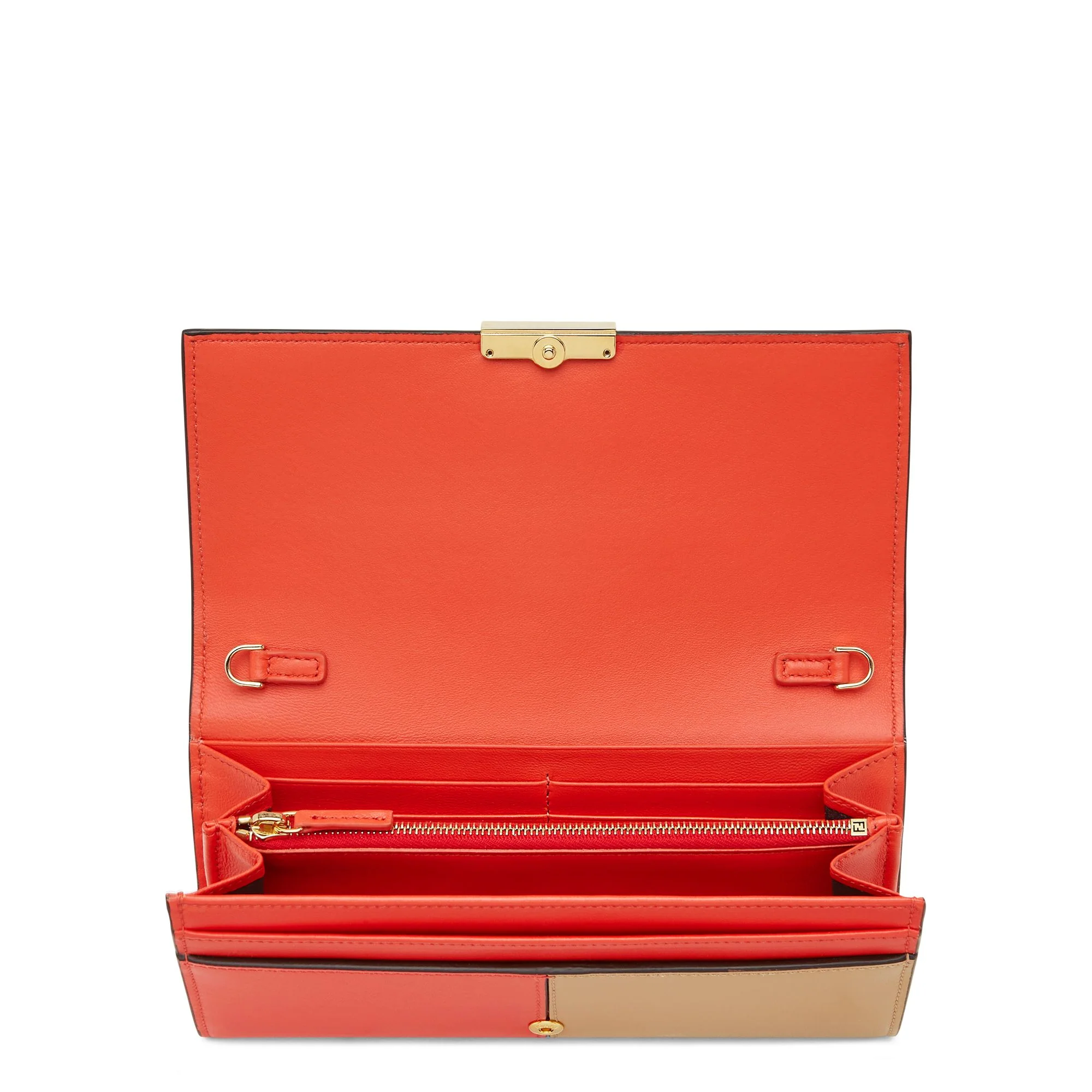 Women's Baguette Chain Continental Wallet - Tulip + Dark Honey + Soft Gold - Image 4
