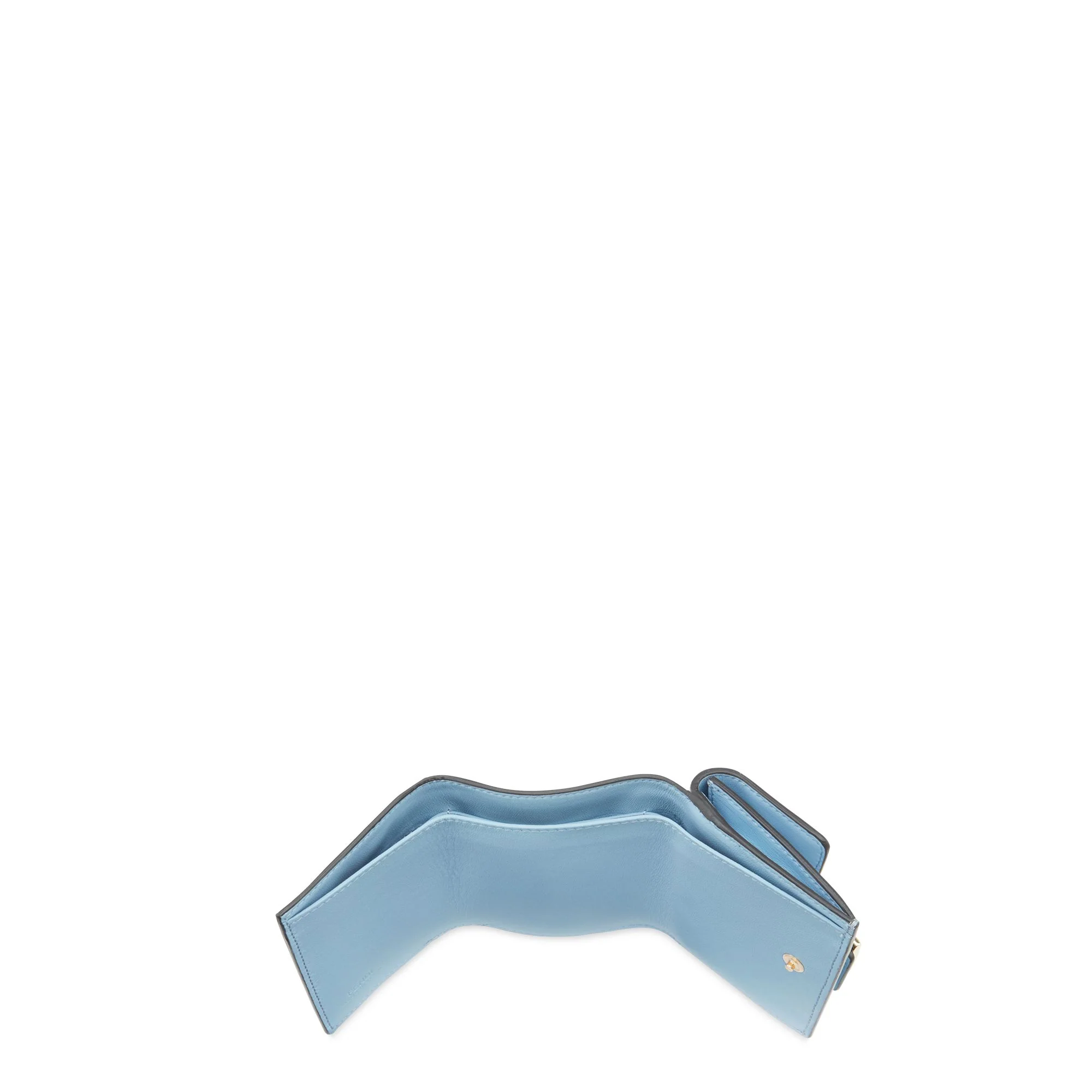 Women's Baguette Micro Trifold Wallet - Baby Light Blue + Soft Gold - Image 4