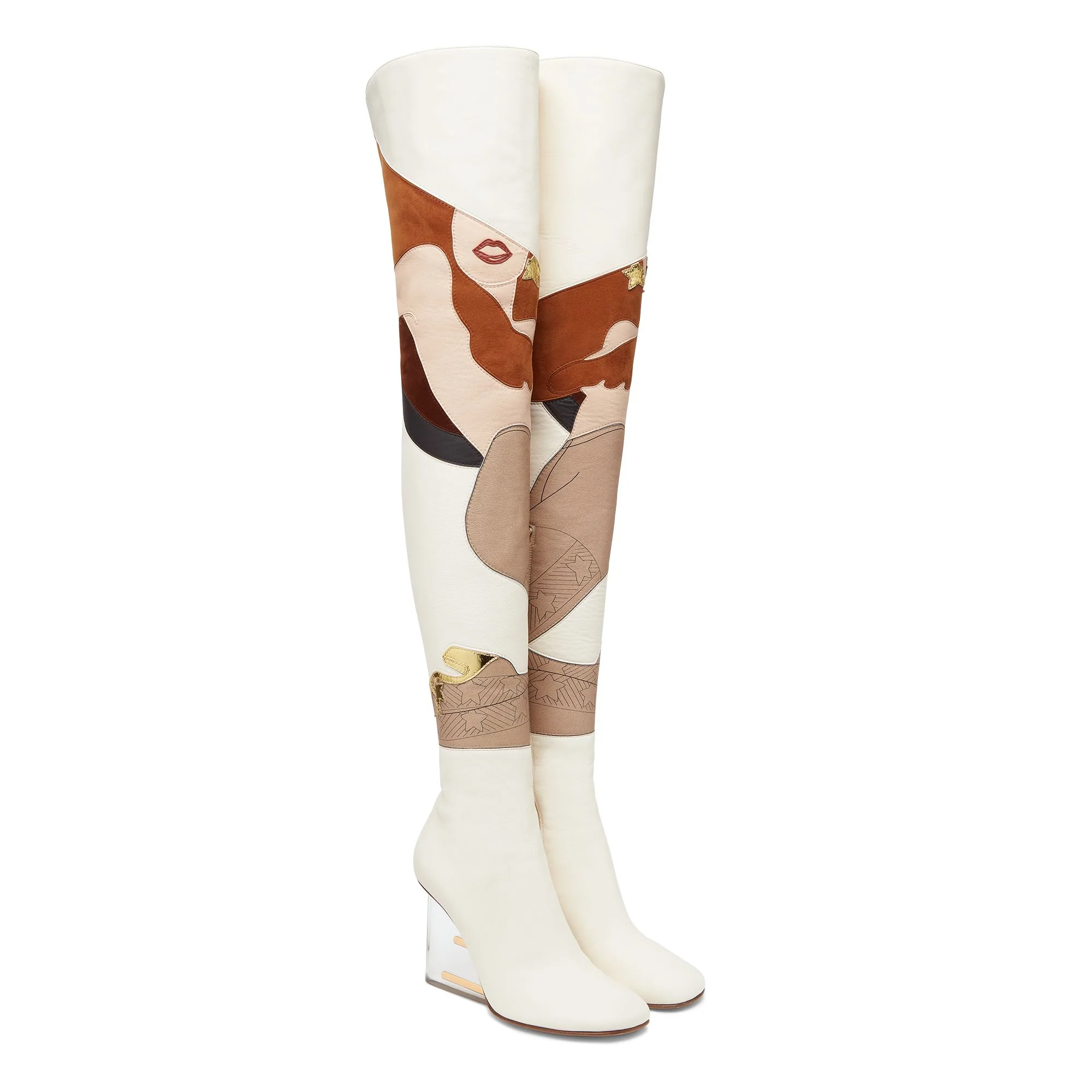 Women's Fendi First Stivale - Nude Black + Connecticut + Brown - Image 4