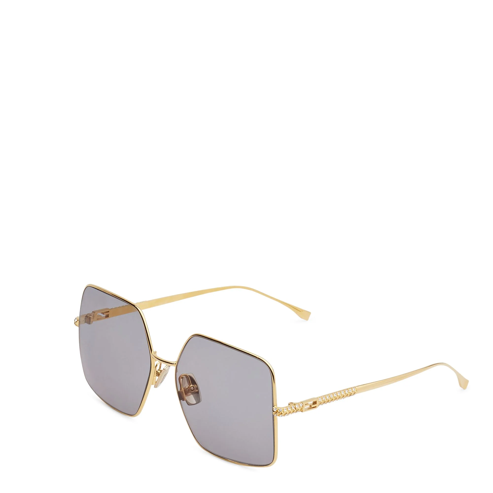 Women's Baguette Sunglasses - Gold + Gry Mir + Cryst - Image 2