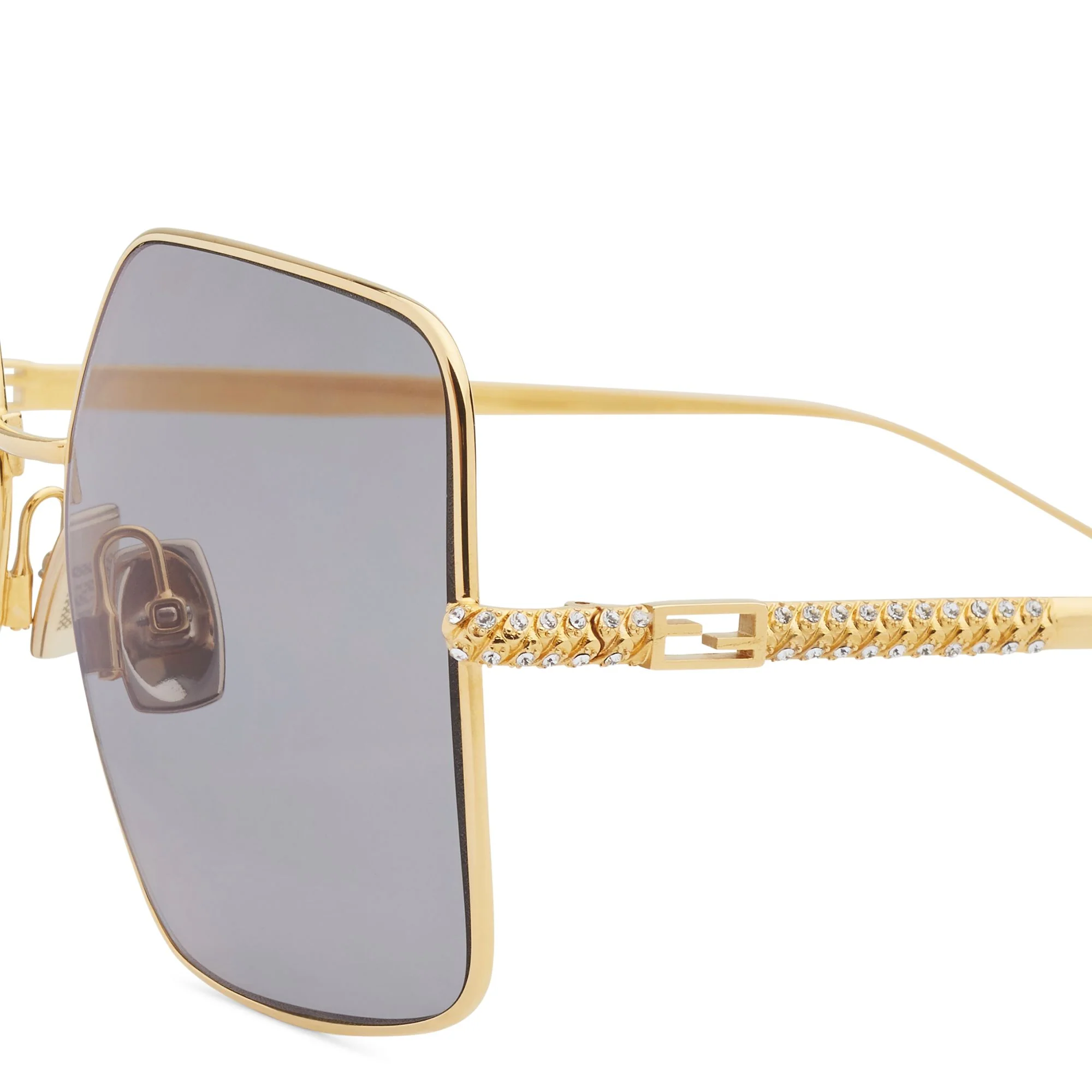 Women's Baguette Sunglasses - Gold + Gry Mir + Cryst - Image 3